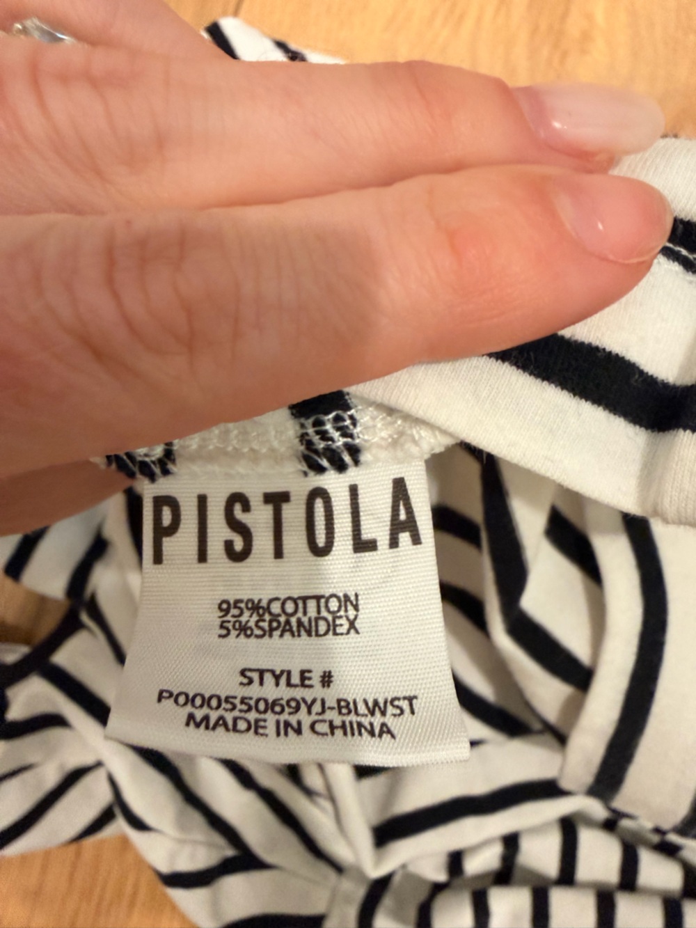 Pistola Cropped Striped Tee Size Small Black White Stretch Cotton Top - Picture 3 of 3